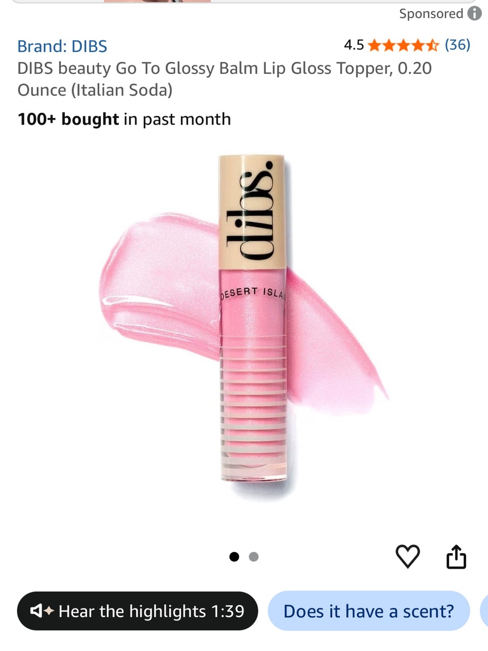 Italian Soda Go To Glossy Balm Lip Gloss Topper — Pink